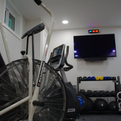 Private gym with dumbbells
